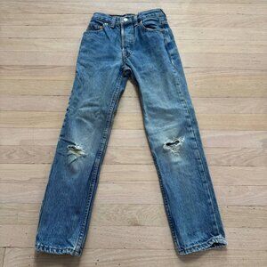 Levi's 501 Vintage 80s Made in Canada Distressed Ripped Light Blue Boys' 8 20x24